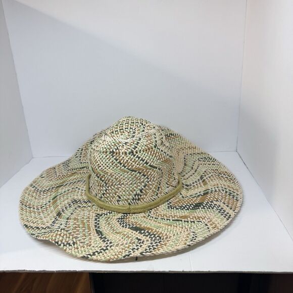 Roxy Multicolor Straw Sun Hat S/M Boho Beach Festival Wide Brim - Picture 9 of 15